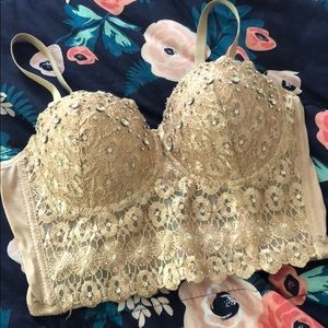 Elegant Lace Beige Women's Top